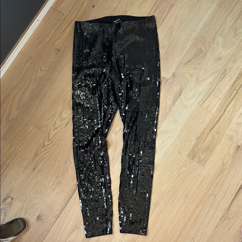 Express Black Sequin Leggings